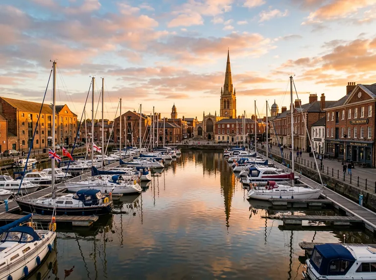 Hull Marina and the Old Town at golden hour