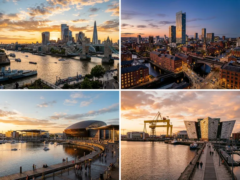 London, Manchester, Cardiff and Belfast, four of the UK cities Pixel Juice works with